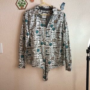 Fun Tie Bottom Button Down